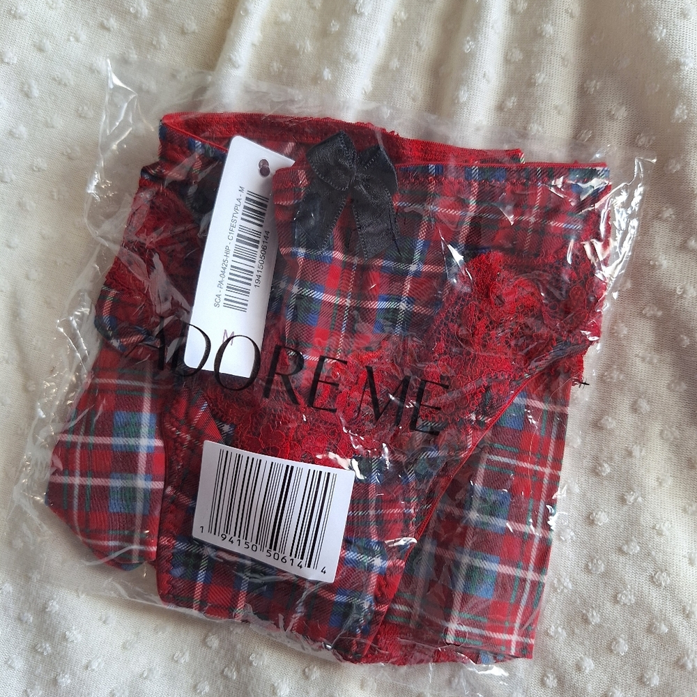 NWT Women's Adore Me Christmas Plaid Underwear